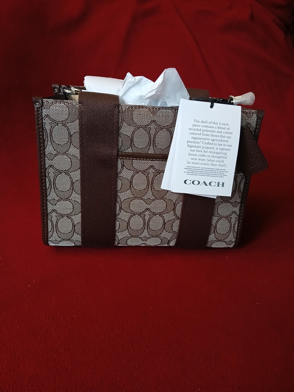 Coach Signature Jaquer Smith Canvas Tote in Oak/Maple, NWT